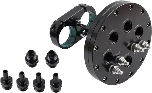 Fuel Pump Hanger Assembly Twin Fuel Pump Bracket 39mm Suits Single Dual Replacement Compatible for Walbro 39mm-40mm Pumps Aluminum Black in Saudi Arabia