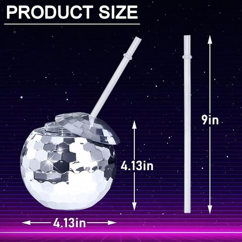 12 PCS Disco Ball Cups, 20Oz Disco Party Cups with Lid and Reusable Straw Flash Ball Cocktail Cup for Party Nightclub Bar Supplies Wine Drinking Syrup Tea Bottle(Rose Gold) in Saudi Arabia