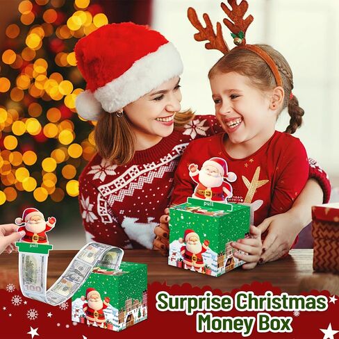 LETAAKA 4 عبوات من صناديق نقود عيد الميلاد لسحب الهدايا النقدية، وصناديق هدايا نقود مفاجئة، وصندوق حامل نقود عيد الميلاد مع بطاقة سحب و120 قطعة من الحقائب الشفافة، وأفكار هدايا نقود ممتعة للأطفال والكبار in Kuwait