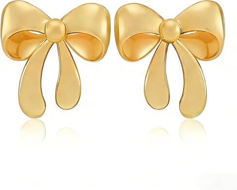 Gold Bow Earrings for Women Bow Stud Earrings Cute Dangle Drop Earrings Trendy Jewelry Gifts for Women… in Kuwait