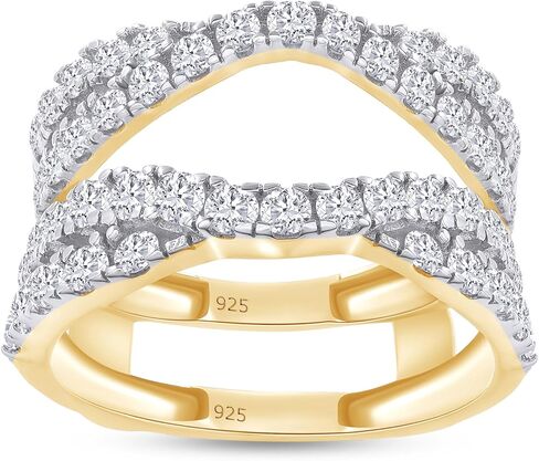 أفي 1.00 قيراط. محسن حماية خاتم الزفاف المزدوج إنفينيتي من الفضة الإسترليني عيار 14 قيراط المطلي بالذهب عيار 925 مع هدايا زركونيا مكعبة لها in Kuwait