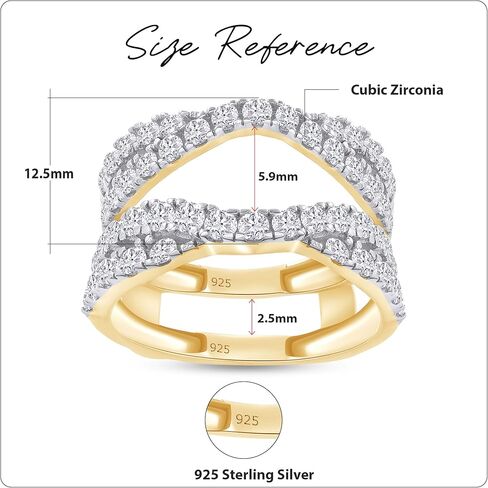 أفي 1.00 قيراط. محسن حماية خاتم الزفاف المزدوج إنفينيتي من الفضة الإسترليني عيار 14 قيراط المطلي بالذهب عيار 925 مع هدايا زركونيا مكعبة لها in Kuwait
