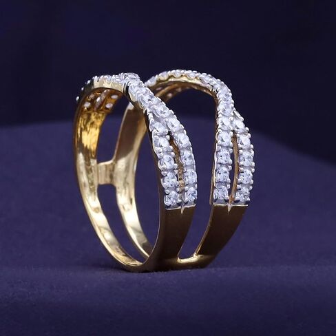 أفي 1.00 قيراط. محسن حماية خاتم الزفاف المزدوج إنفينيتي من الفضة الإسترليني عيار 14 قيراط المطلي بالذهب عيار 925 مع هدايا زركونيا مكعبة لها in Kuwait