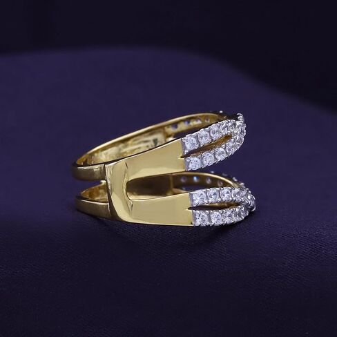 أفي 1.00 قيراط. محسن حماية خاتم الزفاف المزدوج إنفينيتي من الفضة الإسترليني عيار 14 قيراط المطلي بالذهب عيار 925 مع هدايا زركونيا مكعبة لها in Kuwait