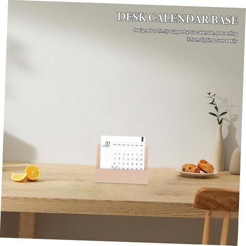 Wooden Desk Calendar Base Stand Natural Wood Card Display Holder for Photos Memos and Table Calendars Long Versatile Organizer for Home Office Use in Saudi Arabia