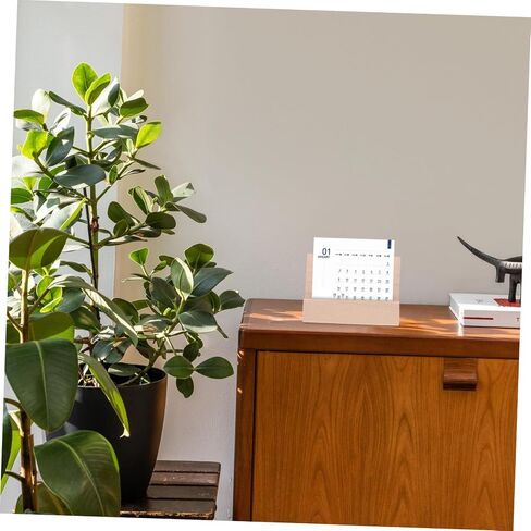Wooden Desk Calendar Base Stand Natural Wood Card Display Holder for Photos Memos and Table Calendars Long Versatile Organizer for Home Office Use in Saudi Arabia