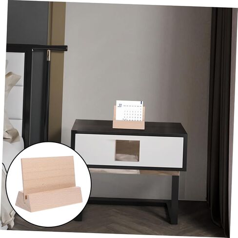 Wooden Desk Calendar Base Stand Natural Wood Card Display Holder for Photos Memos and Table Calendars Long Versatile Organizer for Home Office Use in Saudi Arabia