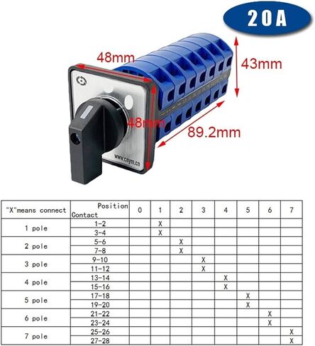 LW26-20/7 مفتاح الكاميرا الدوارة LW28 YMW26 20A 690V تحويل الاتصال الفضي DIN السكك الحديدية المتصاعدة سبعة أقطاب التحكم في الطاقة (102) in Kuwait