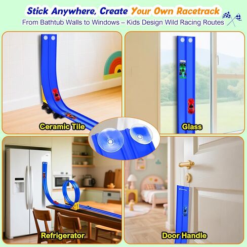 مجموعة ألعاب مسار السباق المرنة من نيكمور: منحدر قابل للانحناء بطول 15 قدمًا مع أكواب شفط - مسار سيارة قابل للطي للأطفال متوافق مع سيارات دييكاست 1:64 - عيد الميلاد للأولاد والبنات من سن 3 سنوات فما فوق in Kuwait