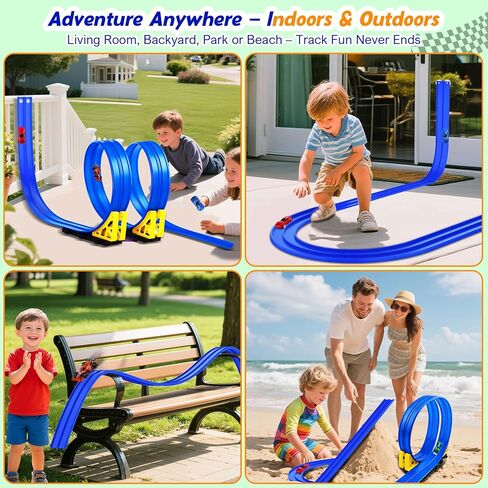 مجموعة ألعاب مسار السباق المرنة من نيكمور: منحدر قابل للانحناء بطول 15 قدمًا مع أكواب شفط - مسار سيارة قابل للطي للأطفال متوافق مع سيارات دييكاست 1:64 - عيد الميلاد للأولاد والبنات من سن 3 سنوات فما فوق in Kuwait