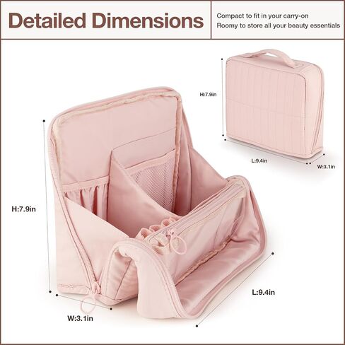Abiudeng Standing Travel Makeup Bag Stand up Make up Bag Travel Toiletry Bag with Multiple Compartments Large Capacity for Women Business Trips Fitness and Daily Commutes (White) in Saudi Arabia