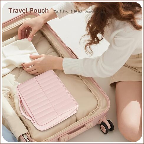 Abiudeng Standing Travel Makeup Bag Stand up Make up Bag Travel Toiletry Bag with Multiple Compartments Large Capacity for Women Business Trips Fitness and Daily Commutes (White) in Saudi Arabia