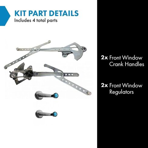 TRQ Front Manual Window Regulator Kit Window Crank Handle Compatible with 90-94 Chevrolet 88-94 GMC GM1350105 GM1354104 in Saudi Arabia