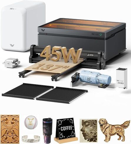 WECREAT Vision Pro 45W Laser Cutter and Engraver Machine, with 2W IR Laser Module, 137" Auto Conveyor Feeder, Fume Extractor, Full Enclosure Laser Engraver for Jewelry Art Designer Small Business in Saudi Arabia