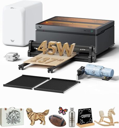 WECREAT Vision Pro 45W Laser Cutter and Engraver Machine, with 2W IR Laser Module, 137" Auto Conveyor Feeder, Fume Extractor, Full Enclosure Laser Engraver for Jewelry Art Designer Small Business in Kuwait