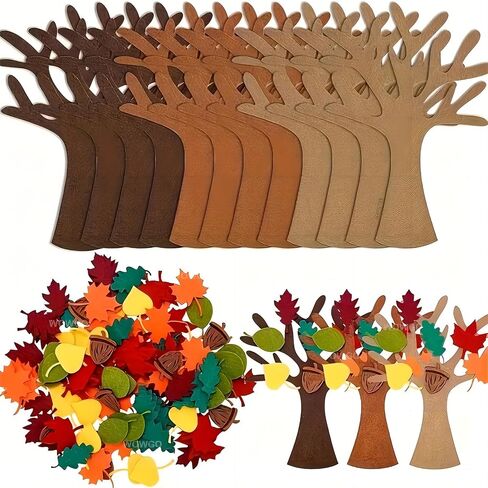 96Pcs Fall Thankful Trees Foam Craft Kits, Thanksgiving Trees Decorations Autumn Art Project Activity Thanksgiving Party Home Decoration in Saudi Arabia
