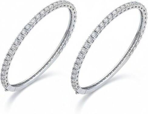 Vintage Deco Style Bridal Prom Holiday Bangle Bracelet For Women Cubic Zirconia CZ Silver Tone Plated Brass in Kuwait
