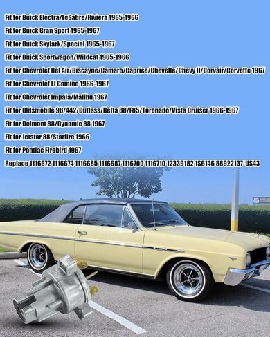 1116672 Ignition Starter Switch Fit for Buick Electra Lesabre Riviera Gran Sport Sportwagon Wildcat Chevrolet Oldsmobile Delmont Jetstar Pontiac Firebird 1965-1967 Replace 1116674 1116685 1116687 in Saudi Arabia
