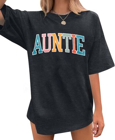 تي شيرت Aunt للنساء قمصان Auntie مرحة Auntie Life Rainbow Love بأكمام قصيرة للبالغين in Saudi Arabia
