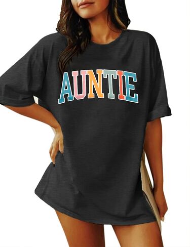 تي شيرت Aunt للنساء قمصان Auntie مرحة Auntie Life Rainbow Love بأكمام قصيرة للبالغين in Saudi Arabia