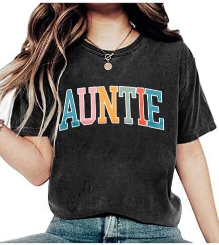 تي شيرت Aunt للنساء قمصان Auntie مرحة Auntie Life Rainbow Love بأكمام قصيرة للبالغين in Saudi Arabia