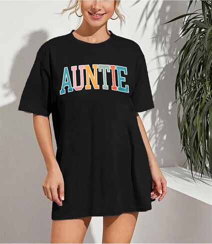 تي شيرت Aunt للنساء قمصان Auntie مرحة Auntie Life Rainbow Love بأكمام قصيرة للبالغين in Saudi Arabia