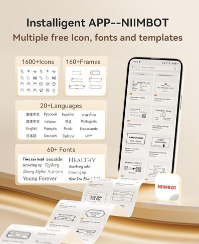NIIMBOT Sticker Printer, B21 Pro Portabel Sticker Maker, Bluetooth Label Maker, 300DPI HD Label Printer for Photos, Notes, Study Graphics, Memo Maker,50x30mm Label(White) in Saudi Arabia