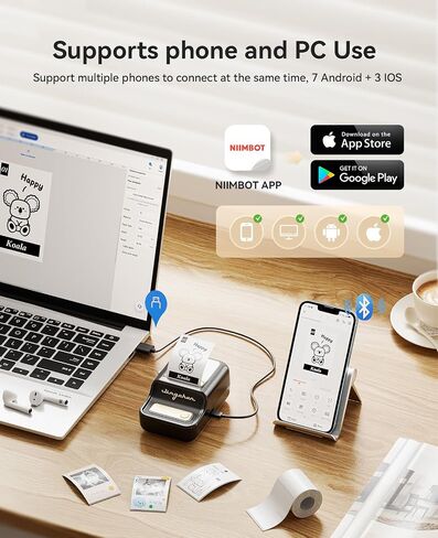NIIMBOT Sticker Printer, B21 Pro Portabel Sticker Maker, Bluetooth Label Maker, 300DPI HD Label Printer for Photos, Notes, Study Graphics, Memo Maker,50x30mm Label(White) in Saudi Arabia