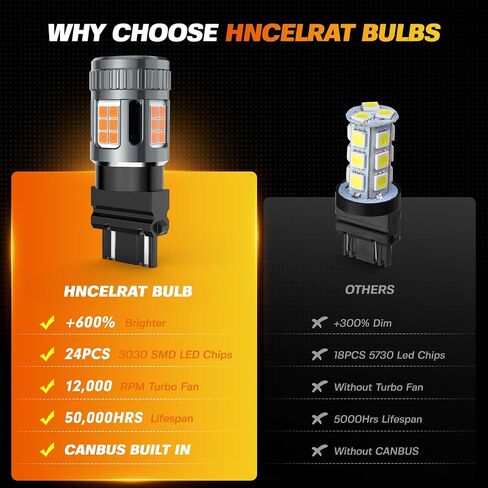 3157 LED Turn Signal Bulb, 600% Super Bright 3156 LED Bulb Amber CANBUS Error Free Anti Hyper Flash 3457na 3057 Front Rear Blinker Turn Signal Light, 2 Pack in Saudi Arabia