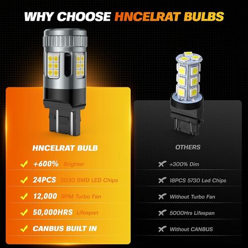 3157 LED Turn Signal Bulb, 600% Super Bright 3156 LED Bulb Amber CANBUS Error Free Anti Hyper Flash 3457na 3057 Front Rear Blinker Turn Signal Light, 2 Pack in Saudi Arabia