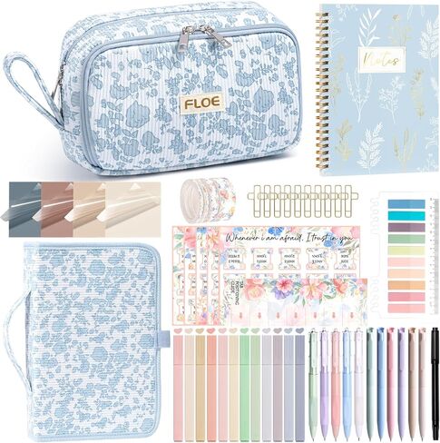 Bible Study Supplies Journaling Kit for Women with Bible Cover Case, Christmas Christian Gifts for Women, Bible Study Tools Accessories Set with Highlighters Pens, Pencil Case Notebook Annotation Kit in Saudi Arabia