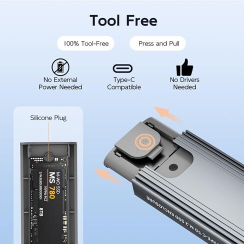MAIWO 2 Bay M.2 NVMe SSD Enclosure USB 3.1 Gen2 Type-C 10Gbps Support UASP Tool Free Support 2230/2242/2260/2280 M Key/B&M Key Aluminum Case in Kuwait