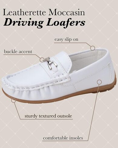 Josmo Boys Moccasin Boat Shoes - Casual Leatherette Driving Loafers - Black (Size 4 Big Kid) in Saudi Arabia