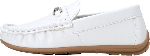 Josmo Boys Moccasin Boat Shoes - Casual Leatherette Driving Loafers - Black (Size 4 Big Kid) in Saudi Arabia