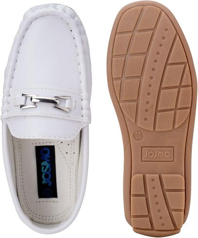 Josmo Boys Moccasin Boat Shoes - Casual Leatherette Driving Loafers - Black (Size 4 Big Kid) in Saudi Arabia