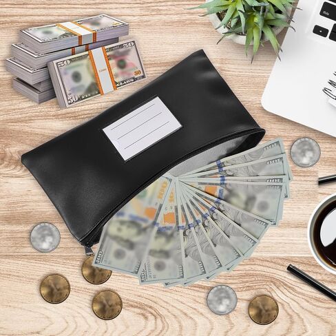 PATIKIL 11x6 Inch Money Bags with Zipper, 2Pcs PU Leather Cash Deposit Bank Pouch Envelopes Check Wallet for Coin Cosmetics Invioce Bill, Blue/White in Saudi Arabia