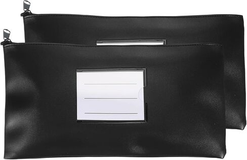 PATIKIL 11x6 Inch Money Bags with Zipper, 2Pcs PU Leather Cash Deposit Bank Pouch Envelopes Check Wallet for Coin Cosmetics Invioce Bill, Blue/White in Saudi Arabia