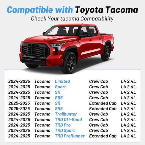 واقيات الطين والرذاذ المتوافقة مع ملحقات Toyota Tacoma 2024 2025، 4 قطع من واقيات الطين الأمامية والخلفية بدون واقيات الطين للحفر، حماية شديدة التحمل in Kuwait