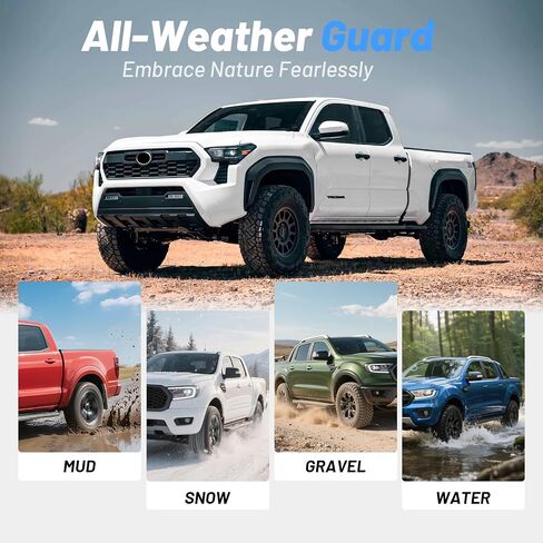 واقيات الطين والرذاذ المتوافقة مع ملحقات Toyota Tacoma 2024 2025، 4 قطع من واقيات الطين الأمامية والخلفية بدون واقيات الطين للحفر، حماية شديدة التحمل in Kuwait