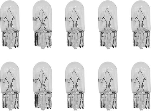 10PCS 194 Bulb T10 Light Bulb 168 W5W 1/4 Wedge Base 12V 5W Side Marker Dash Turn Light Bulbs Flat Foot Mini Quartz Halogen Width T10 194 2825 License Plate Bulbs Instrument Lights (White) in Saudi Arabia