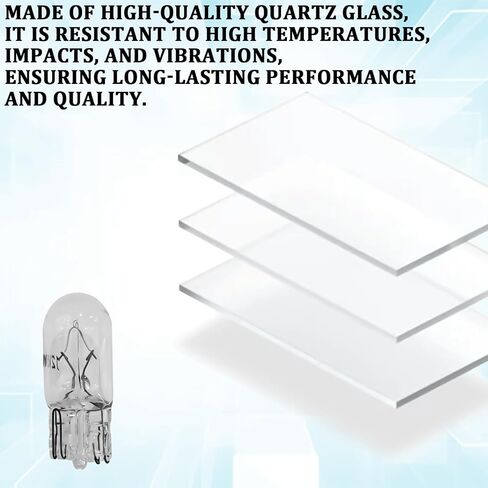 10PCS 194 Bulb T10 Light Bulb 168 W5W 1/4 Wedge Base 12V 5W Side Marker Dash Turn Light Bulbs Flat Foot Mini Quartz Halogen Width T10 194 2825 License Plate Bulbs Instrument Lights (White) in Saudi Arabia