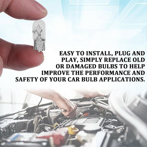 10PCS 194 Bulb T10 Light Bulb 168 W5W 1/4 Wedge Base 12V 5W Side Marker Dash Turn Light Bulbs Flat Foot Mini Quartz Halogen Width T10 194 2825 License Plate Bulbs Instrument Lights (White) in Saudi Arabia