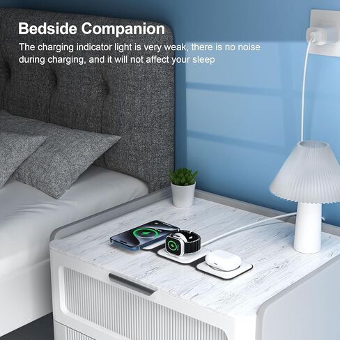 UCOMX 3 in 1 Charging Station for Mult-ple Devices,Foldable 3 in 1 Wireless Charger for Travel,Nano Wireless Charging Station for iPhone 15 14 13 12 Pro Max/Watch 9 8 7 6 5 4 3 Ultral/AirPod Pro in Kuwait