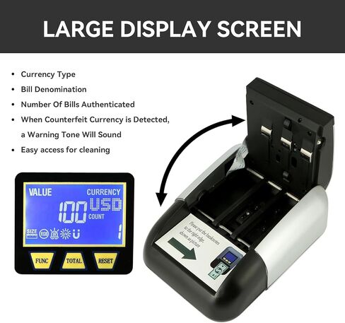 CHTEJA N60A Rechargeable Counterfeit Bill Detector Machine with UV/MG/IR/RGB/Size 5 Advanced Detection, Portable&Compact, Automatic All Direction USD & Euro Value Counting in Saudi Arabia