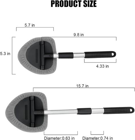 Car Windshield Cleaner Tool, Extendable Handle Rectangular Vehicle Window Cleaner with 3 Washable and Reusable Microfiber Pads, Auto Windscreen Cleaning Tool, Universal Fit in Saudi Arabia