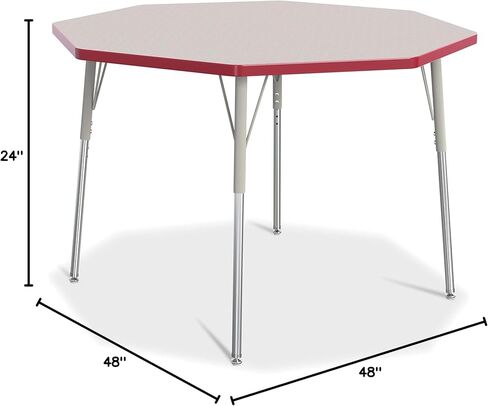 طاولة أنشطة Jonti-Craft Berries 6428JCA210 Octagon، الارتفاع (24 بوصة - 31 بوصة ارتفاع قابل للتعديل)، 48 بوصة × 48 بوصة، AOak/أسود/أسود in Kuwait
