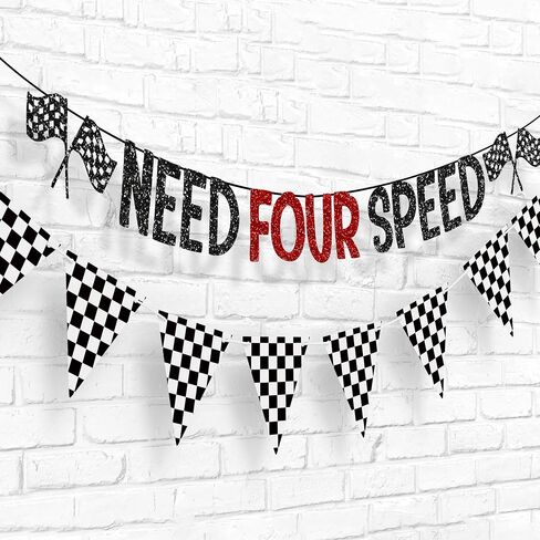 Glitter Need Four Speed Banner Race Car 4th Birthday Party 4th Birthday Party Decorations Race Car Banner Party Decoration in Saudi Arabia