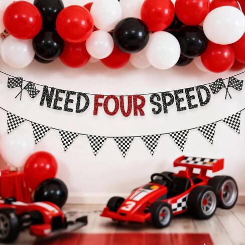 Glitter Need Four Speed Banner Race Car 4th Birthday Party 4th Birthday Party Decorations Race Car Banner Party Decoration in Saudi Arabia