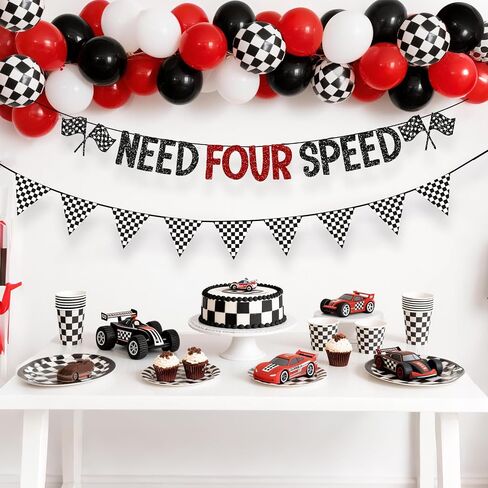 Glitter Need Four Speed Banner Race Car 4th Birthday Party 4th Birthday Party Decorations Race Car Banner Party Decoration in Saudi Arabia
