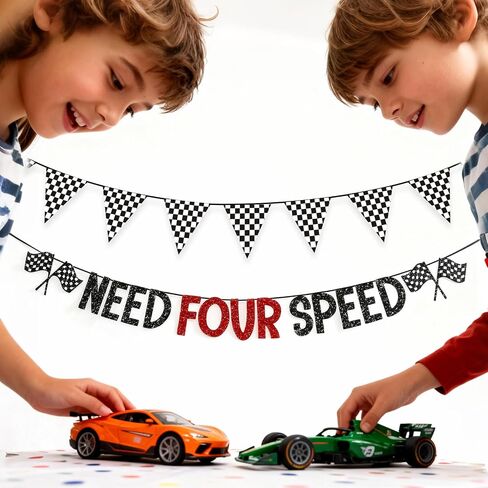 Glitter Need Four Speed Banner Race Car 4th Birthday Party 4th Birthday Party Decorations Race Car Banner Party Decoration in Saudi Arabia